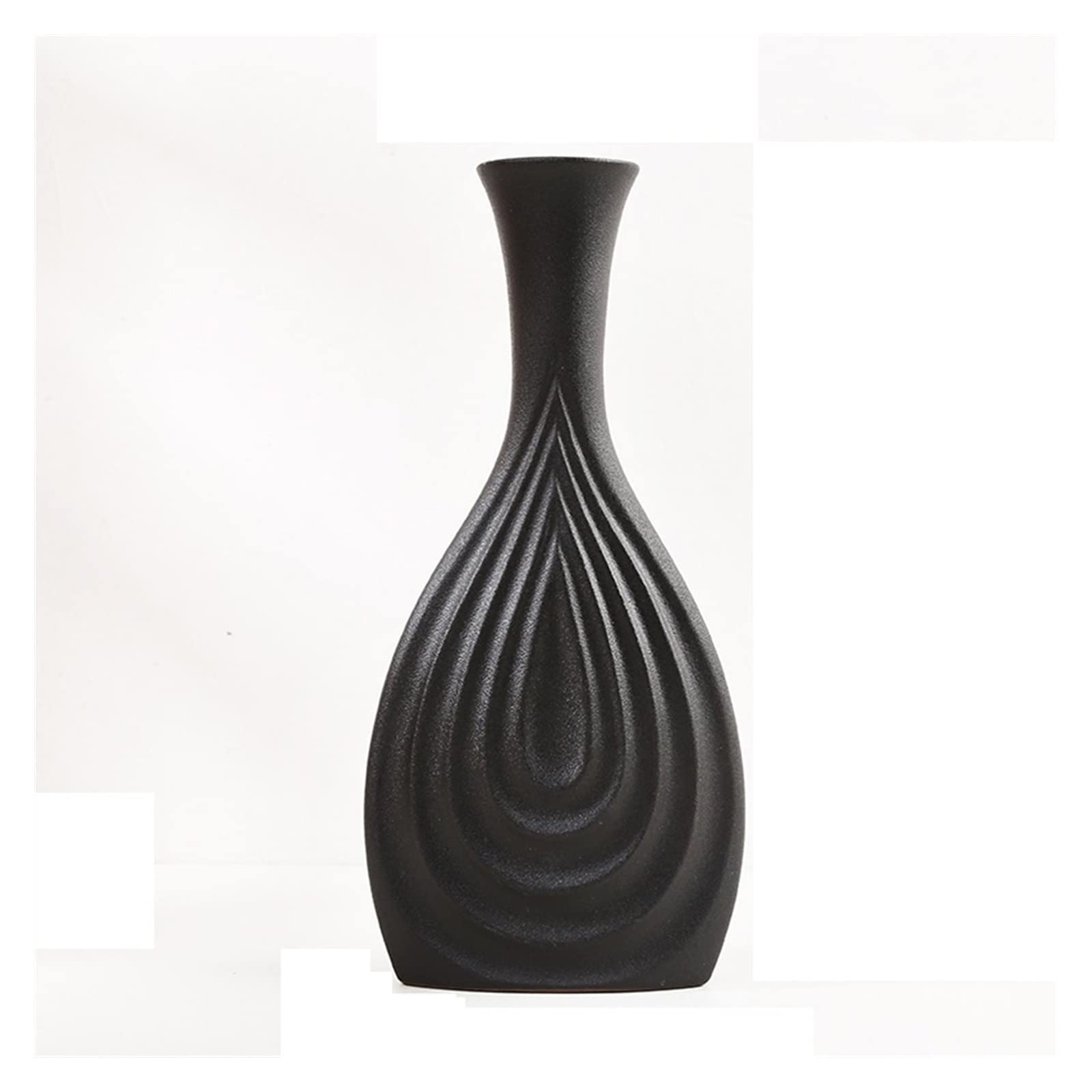 Jarrones Decorativos Jarrón de cerámica Negro Nórdico, diseño Simple y creativo de porcelana mate, decoración hecha a mano, adorno for sala de estar Jarrón de Escritorio ( Color : Negro , Size : L )