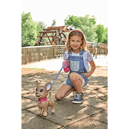 Simba 105893264 - Chichi Love PooPoo Puppy Chihuahua Spielzeug Hündchen aus Kunststoff, zum Gassi gehen, inklusive Leine, Leckerlis und Zubehör, für Kinder ab 3 Jahren