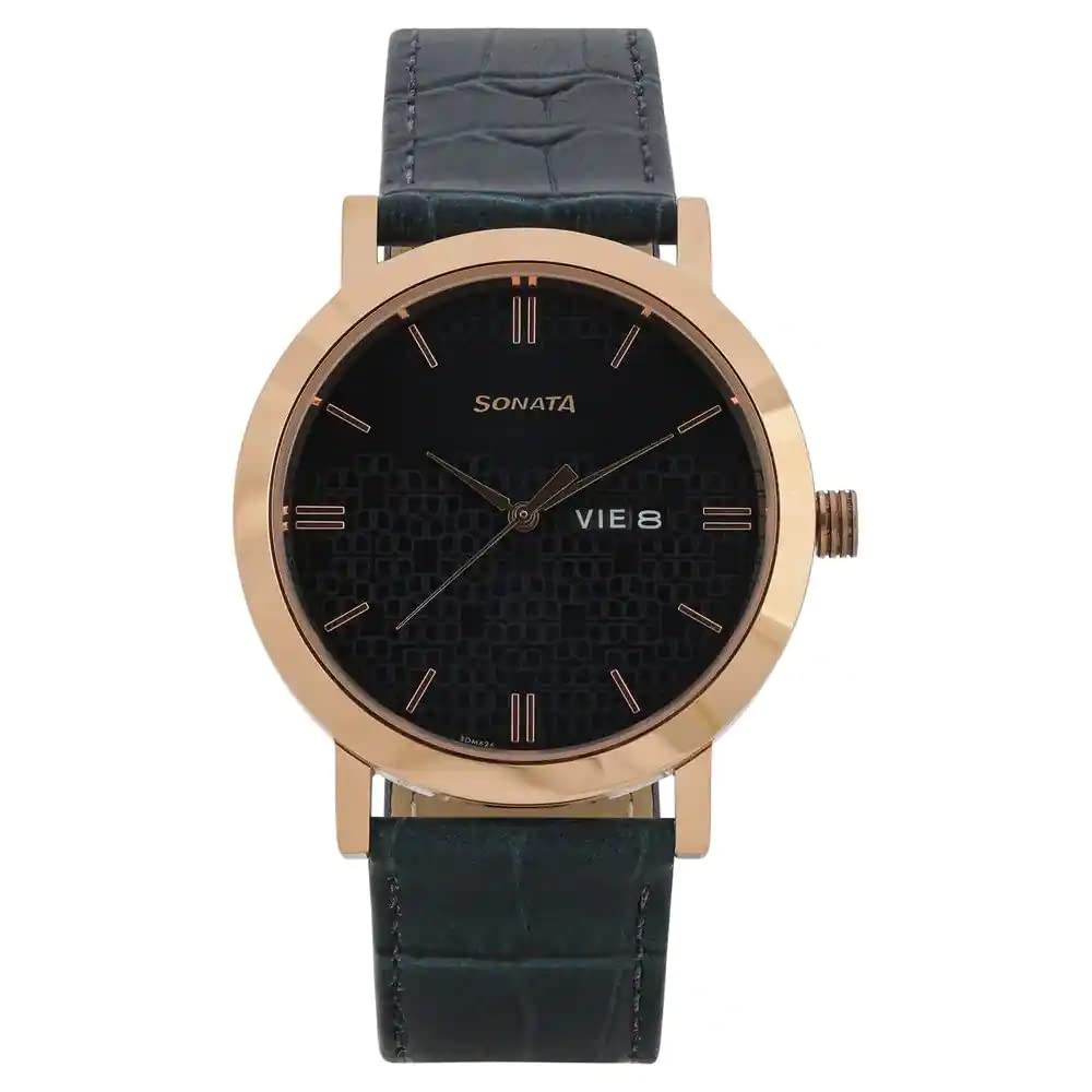 Sonata Quartz Analog with Day and Date Green Dial Leather Strap Watch for Men-NR77108WL03 (B0BS3K91KW) Amazon Price History, Amazon Price Tracker