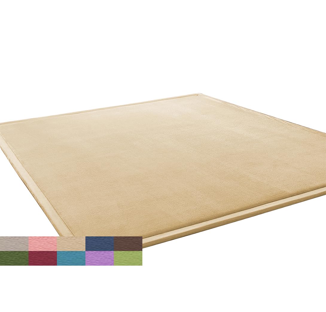 Tapis de sol anti-froid en velours moelleux beige GGoty pour chambre d'enfant