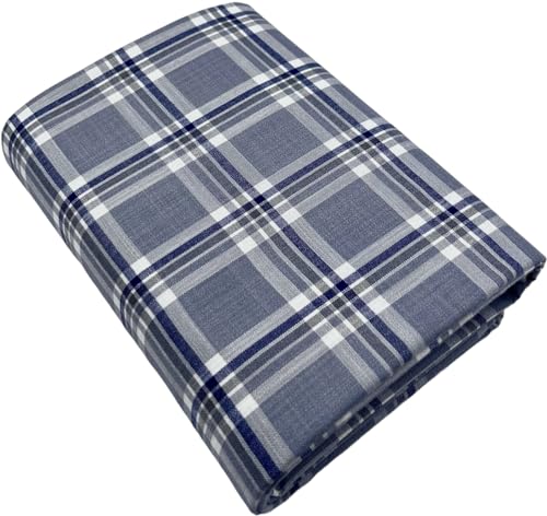 Image of JHABAK'S Cotton Blend Unstitched Checkered Fabric for Men - 2.35m Shirt Piece / 3m Kurta Piece - Width 36 Inches