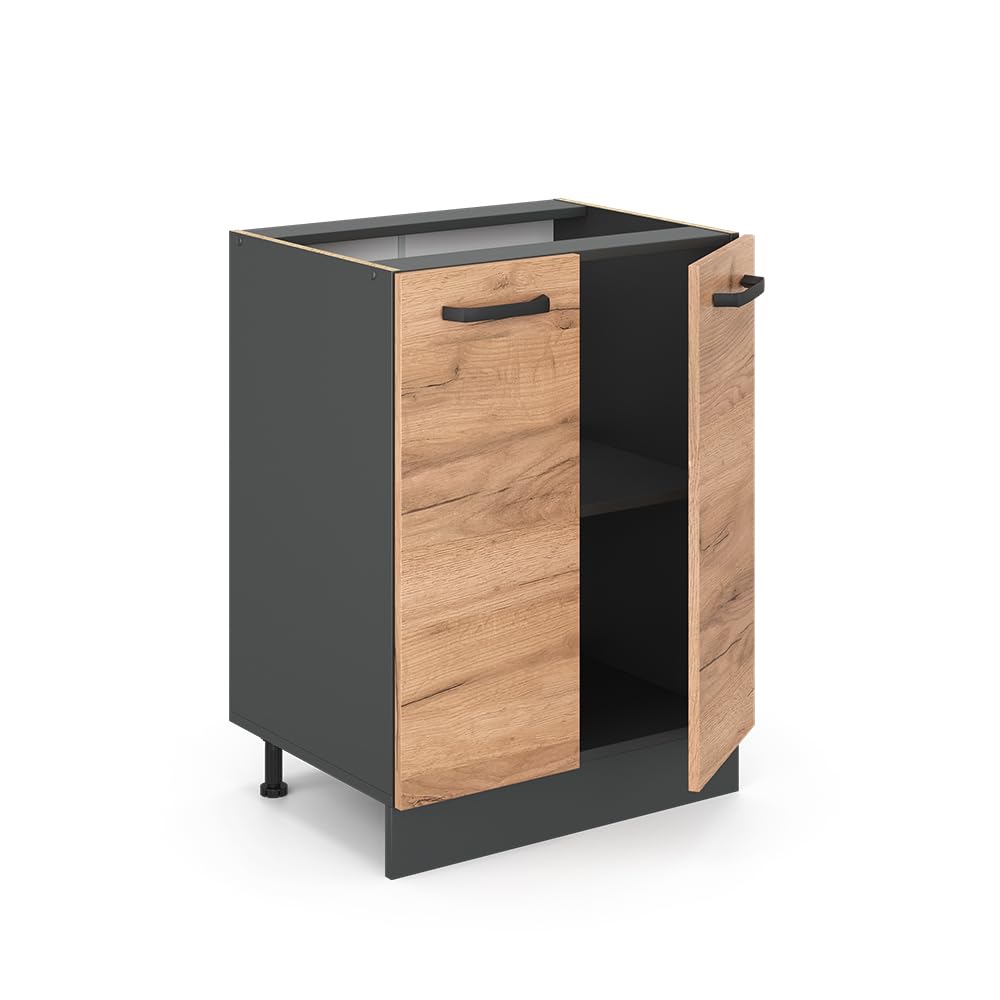 Vicco Mueble bajo de Cocina R-Line, Roble Dorado/Antracita, 60 cm sin encimera