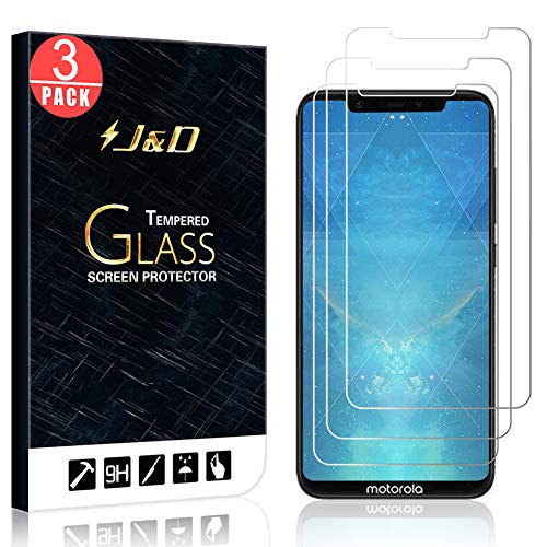 J&D Compatible para 3-Pack Moto One Protector de Pantalla, [Vidrio Templado] [NO Cobertura Completa] Cristal Templado Protector de Pantalla para Motorola Moto One