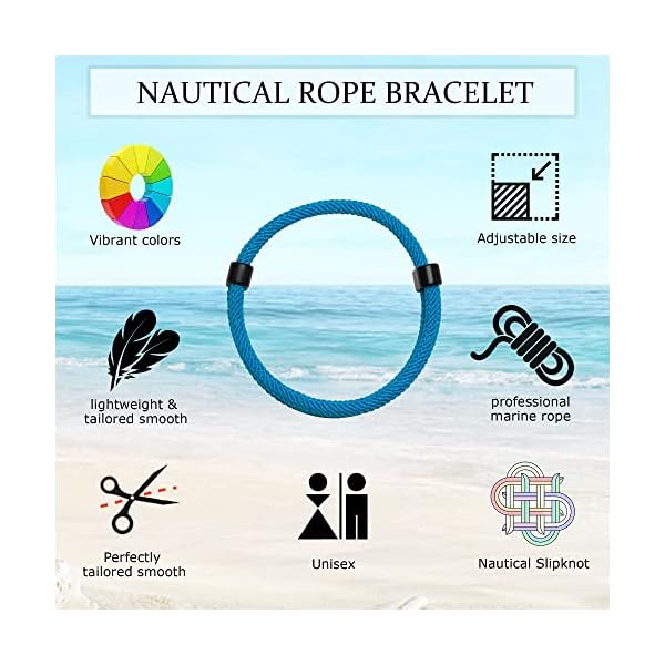 Nautical Braided Rope Bracelets Set - 6 Pcs Adjustable Braided Cord Bracelet, Handmade Navy Marine String Bracelet with Metal Knot, Men Women Braided Bracelets Gifts - Image 5