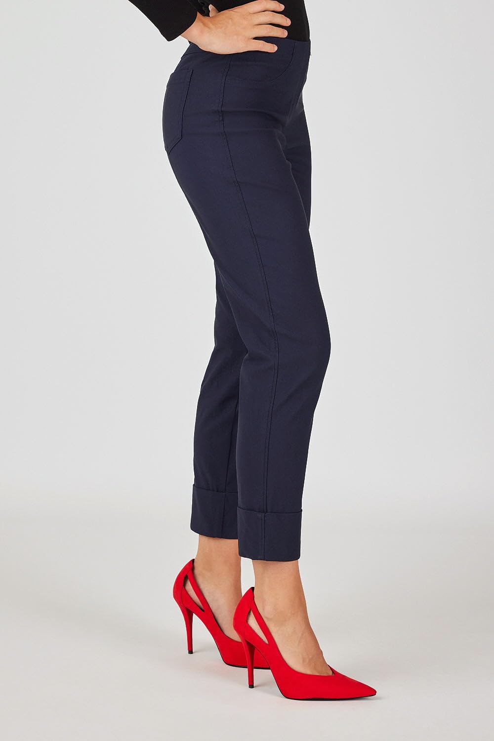 Robell Style Bella 09 Damenhose in Kurzgröße, hohe Taille, Bengaline-Stoff