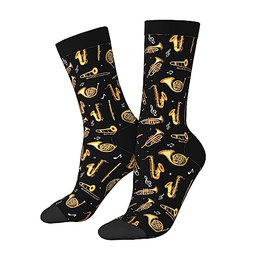 image for KUOAICY Music Trombone Socks Novelty Crew Socks Casual Crazy Dress Soc