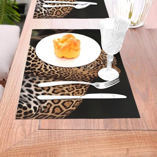 Lot de 6 sets de table léopard pour repas intérieur et extérieur