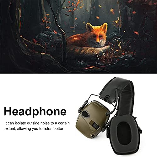DASNTERED Electronic Shooting Earmuffs, Outdoor Foldable Noise Reduction Over-the-Head Headphones, Safety Slim Hearing Protection Headphones with Sound Amplification NRR22dB(Green)