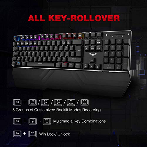 havit Mechanische Tastatur Maus RGB Mauspad Combo Blaue Schalter Kabelgebundene Gaming Tastaturen mit Abnehmbarer Handballenauflage, programmierbarer Maus für PC Computer Desktop - Image 3