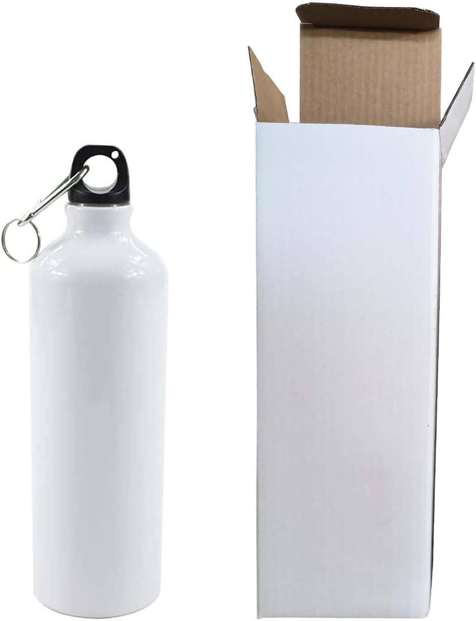 INTSUPERMAI 20pcs 750ml White Blank Coated Sublimation Aluminium Water Bottle with Safe Lock for Sublimation Heat Press Transfer Printing Crafts