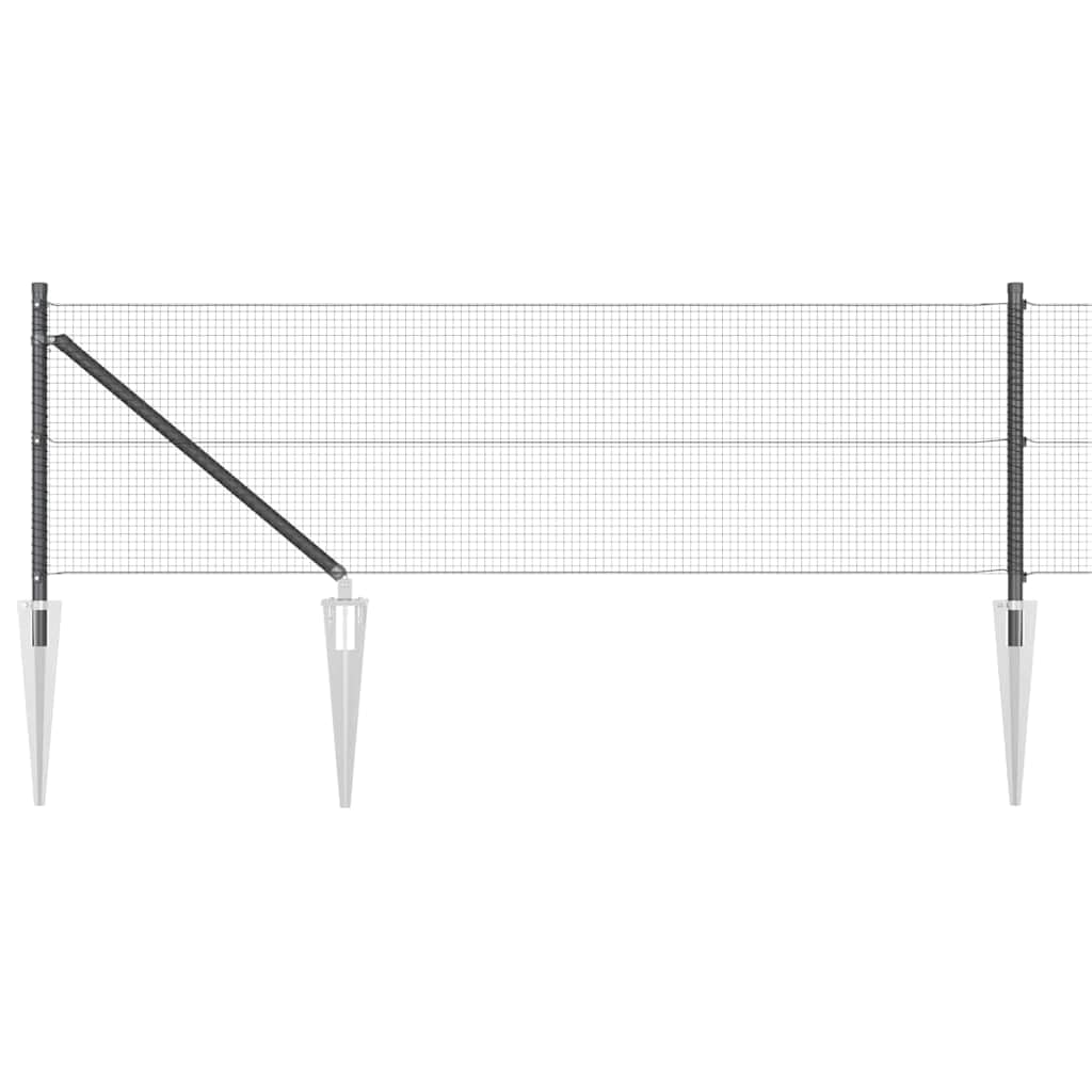 Schweißdrahtzaun mit Spikes 25 x 0,8 m PVC-beschichteter Stahl Zaunfeld für Garten Terrasse Hof, robuste Einfriedung mit Maschendraht 1,6 x 1,6 cm