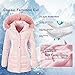 Chrisuno Women's Winter Fur Lined Jacket Plus Size Long Down Alternative Outerwear Heavy Puffer Jacket Hooded Coat Pink XS
