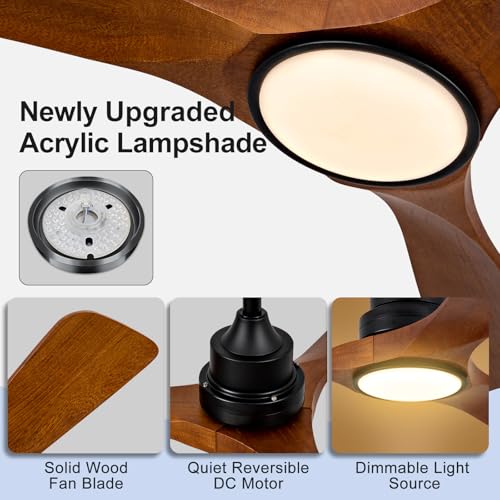 VCQQ 42 Inch Wood Ceiling Fans with Lights and Remote Control by VCQQ - Used condition - Image 4