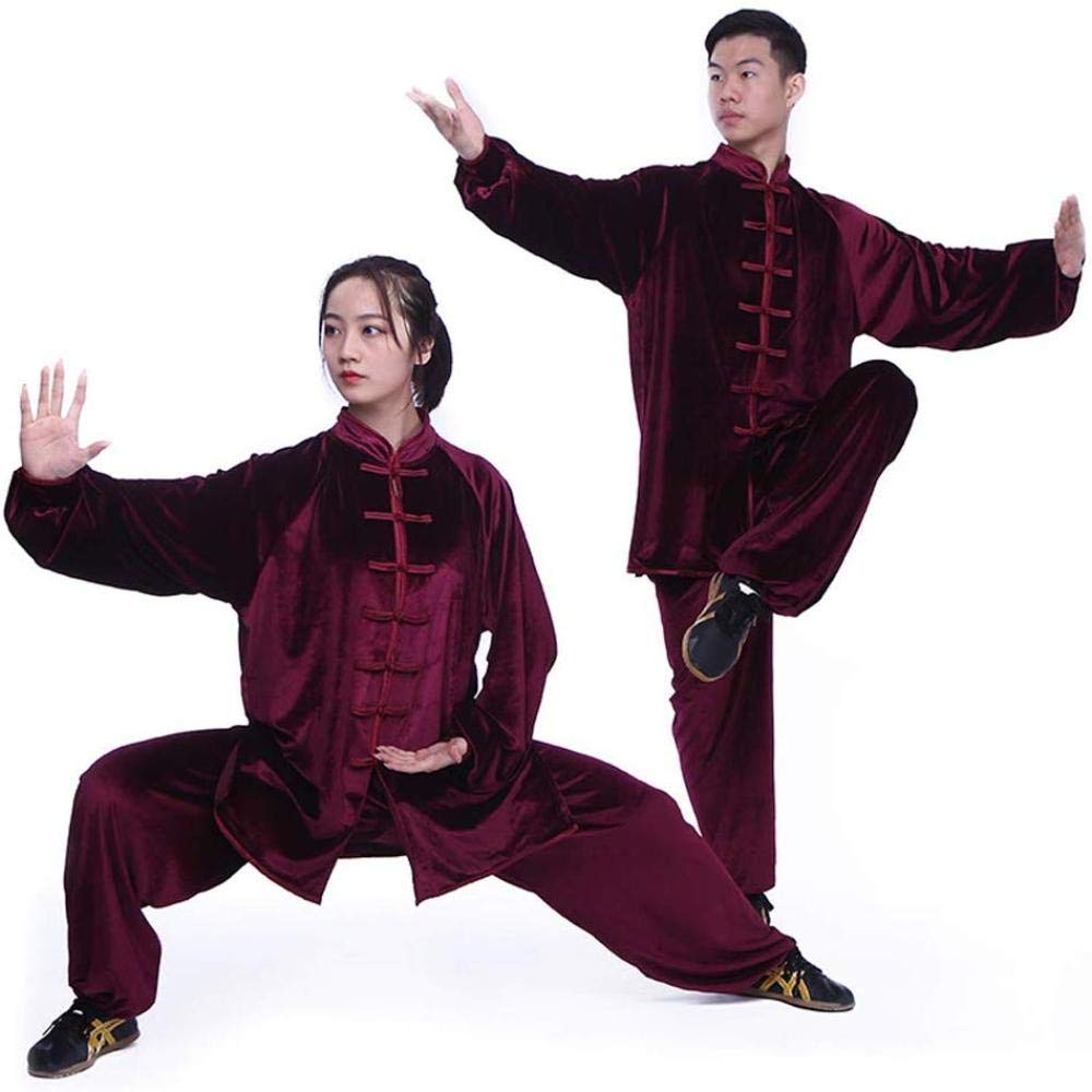 Uniformes de Tai Chi traditionnels chinois velours dore homme femme