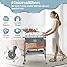 BABY JOY Baby Bathtub with Changing Table, Foldable Infant Diaper Changing Station with Storage Tray, Waterproof Pad, Portable Newborn Nursery Organizer Bath Stand with 4 Universal Wheels (Gray)