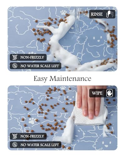 Image of Pet Feeding Mat-Absorbent Dog Mat for Food and Water Bowl-No Stains Quick Dry Water Dispenser Mat-Dog Accessories Pet Supplies-Bowl for Messy Drinkers（BLUEDOGS,12 inchx19 inch
