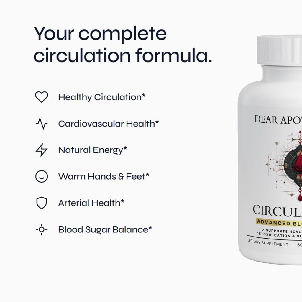Circulation+ Advanced Formula - Botanical Herbal Complex with Cayenne Ginger - Traditional Wellness Blend with Vitamins Minerals - Daily Herbal Supplement - Vegan Non-GMO Gluten-Free - 60 Capsules — Amazon image 2
