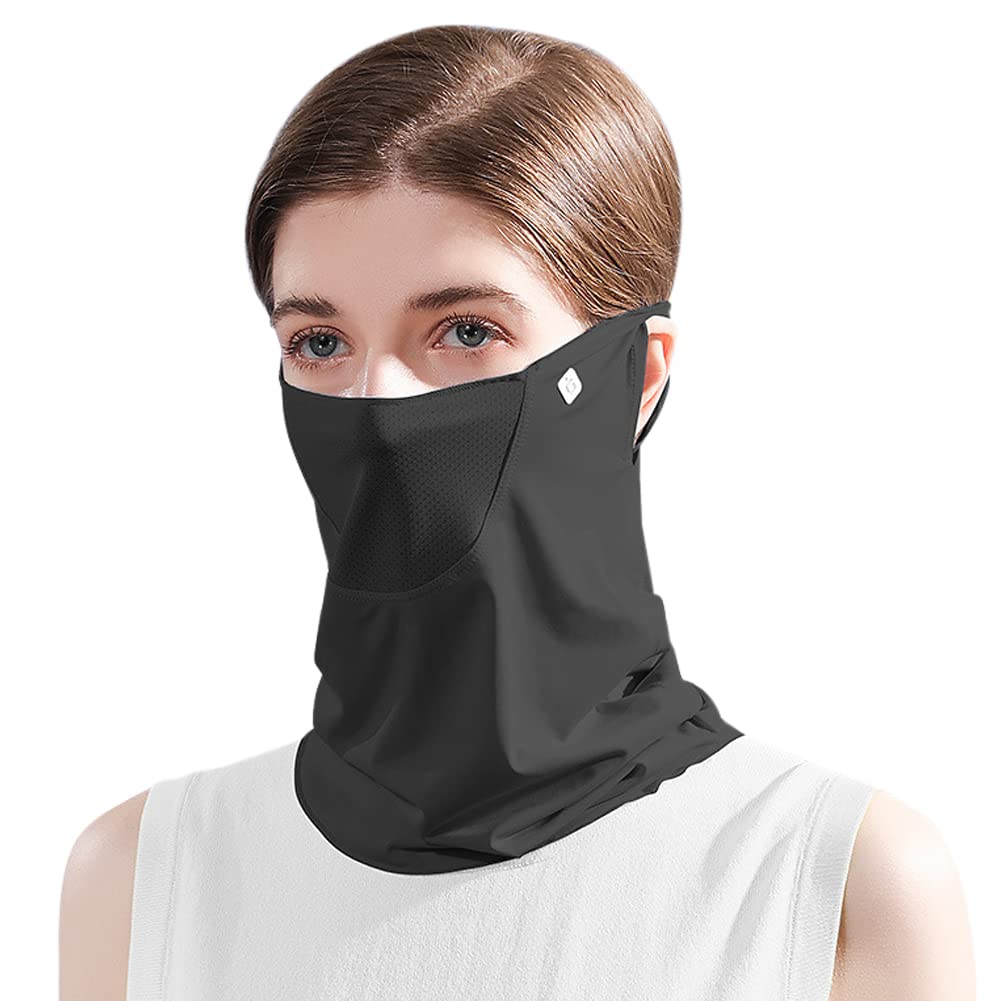 HeiDmai Unisex UV Face Shield Multipurpose Protector Neck Gaiter Elastic Face Mask Bandana with Ear Loops