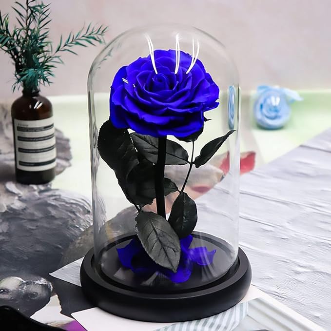 Handmade Preserved Rose Forever Never Withered Flowers,Valentine's Gift for Wedding,Anniversary,Birthday, Mother's Day Gift Best Gift for Her (Single Blue Rose)