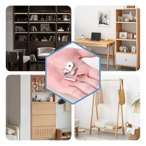 Fuvylonk 0002 108Pcs Shelf Pins Kit, Metal Nickel Plated Shelf Support Pin, Cabinet Shelf Bracket Pegs Shelf Pins Holders thumb #3