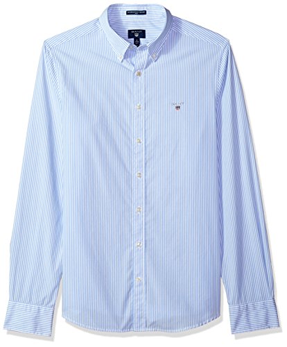 GANT Plus Size Men's Slim Broadcloth Banker Stripe Shirt, Capri Blue, XXXL