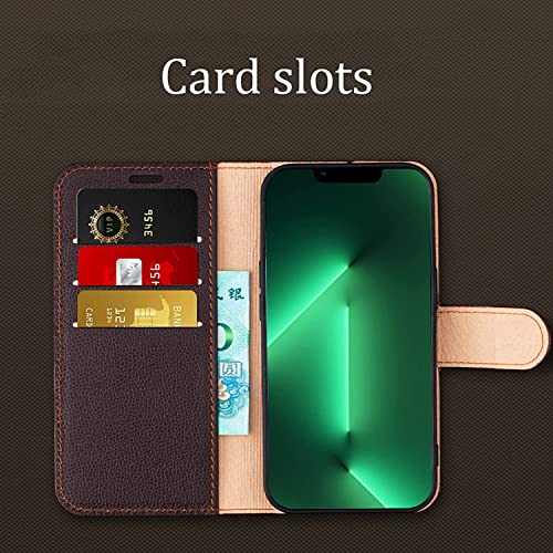 Étui en cuir véritable pour iPhone 13 Pro Max marron - 3