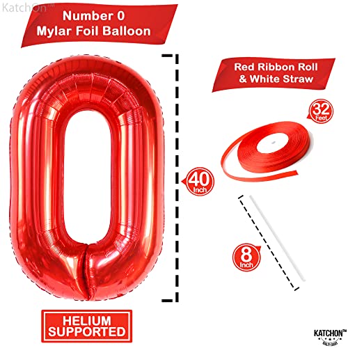 Image of KatchOn Red 0 Balloon Number 40 Inch