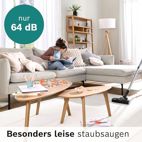 Bosch usisavač bez vrećice ProSilence Series 8 BGS7MS64, usisavač, tihi, higijenski filter, podna mlaznica za parket, tepih, pločice, jaka usisna snaga, dugi kabel, 800 W, crna