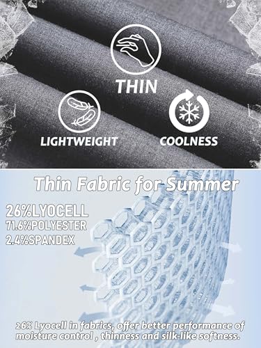 Mens 7/8 Business Casual Pants Lightweight Summer Dress Trousers Loose Taper Fit 5