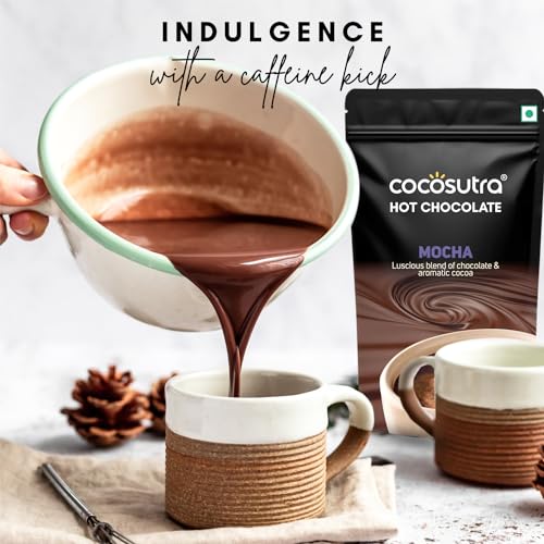 Image of COCOSUTRA Hot Chocolate Mix Combo | Swiss Vanilla, Mocha, Caramel & Hazelnut Flavoured | Enjoy hot or cold | Pack of 4 (Each 100 g) 400 g | Vegan Drinking Chocolate