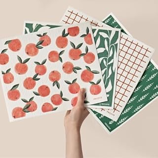 RECYCO Swedish Dishcloths for Kitchen | 4 Pack Oversized Washable Dish Rags | Large Cellulose Reusable Cleaning Paper Towels | Absorbent Counter Dish Cloth Sponge XL Kitchen Wipes, 12" L x 10" W