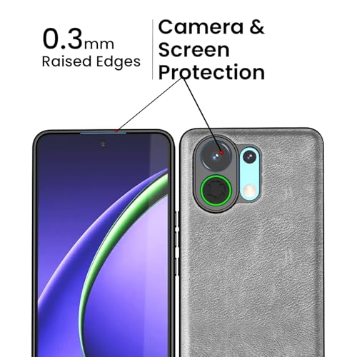 Image of Kapa Tux Leather Back Cover for Oppo K13 Turbo / K13 Turbo Pro | Slim Shockproof Camera Protection Bumper Case (Grey)