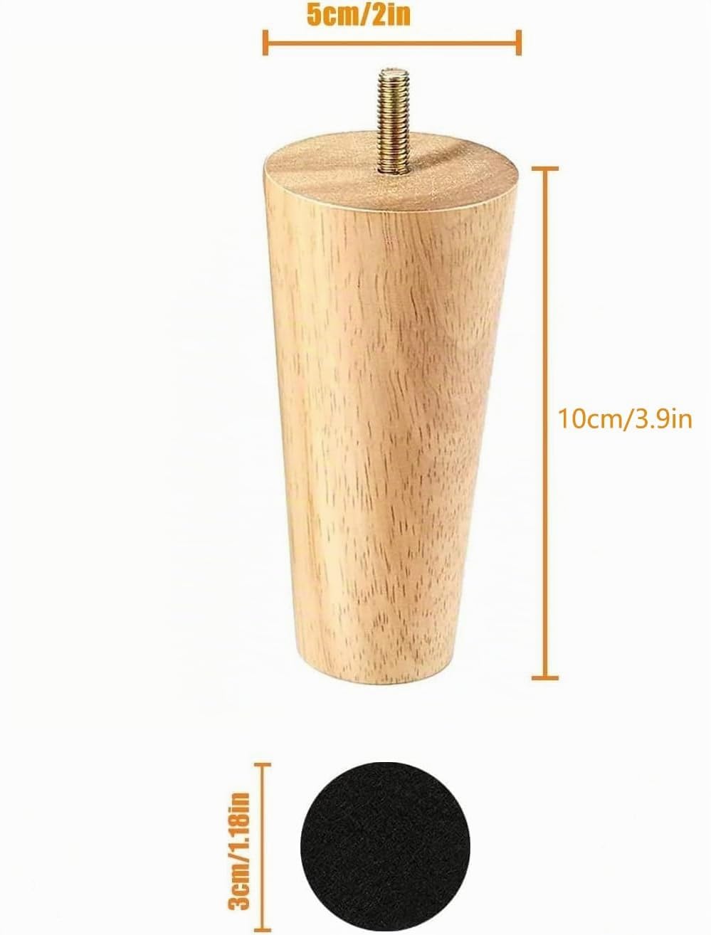 Goomp 8 Piezas Patas para Muebles Madera,10cm Patas de Repuesto para Sofá,Patas de Sofá de Mediados de Siglo para Sofá,Cama,Sillón,Gabinete