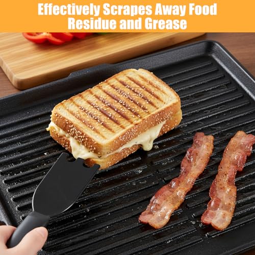 Matwsec 2 PCS Grill Scrapers for George Foreman Grill Spatula with a Sponge Cloth for Indoor Grills Heat-Resistant Grills Spatula Tool Non-Stick Cleaner Brush