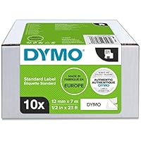 DYMO Authentic D1 Labels | Black Print on White | 12mm x 7m | Self-Adhesive Labels for LabelManager Label Printers | 10 Count