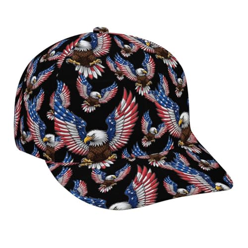 Fashion Baseball Cap Dad Hat for Girls and Boys - Bald Eagle Patriotic American Flag Sticker Adjustable Snap Breathable Golf Cap Outwear