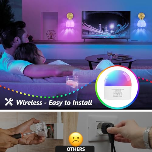 Image of Vintage Battery Operated Wall Sconce, White Tulip Glass Lampshade Wireless Rechargeable Battery Powered LED Wall Light with Remote Dimmable for Bedside Bedroom Doorway Living Room, Set of 2