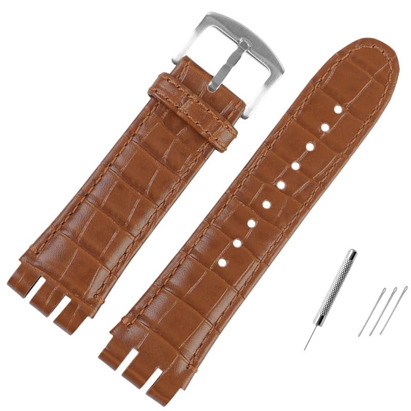 23MM Genuine Calf Leather Watchband Steel Clasp Compatible with Swatch IRONY YOS440 449 4…