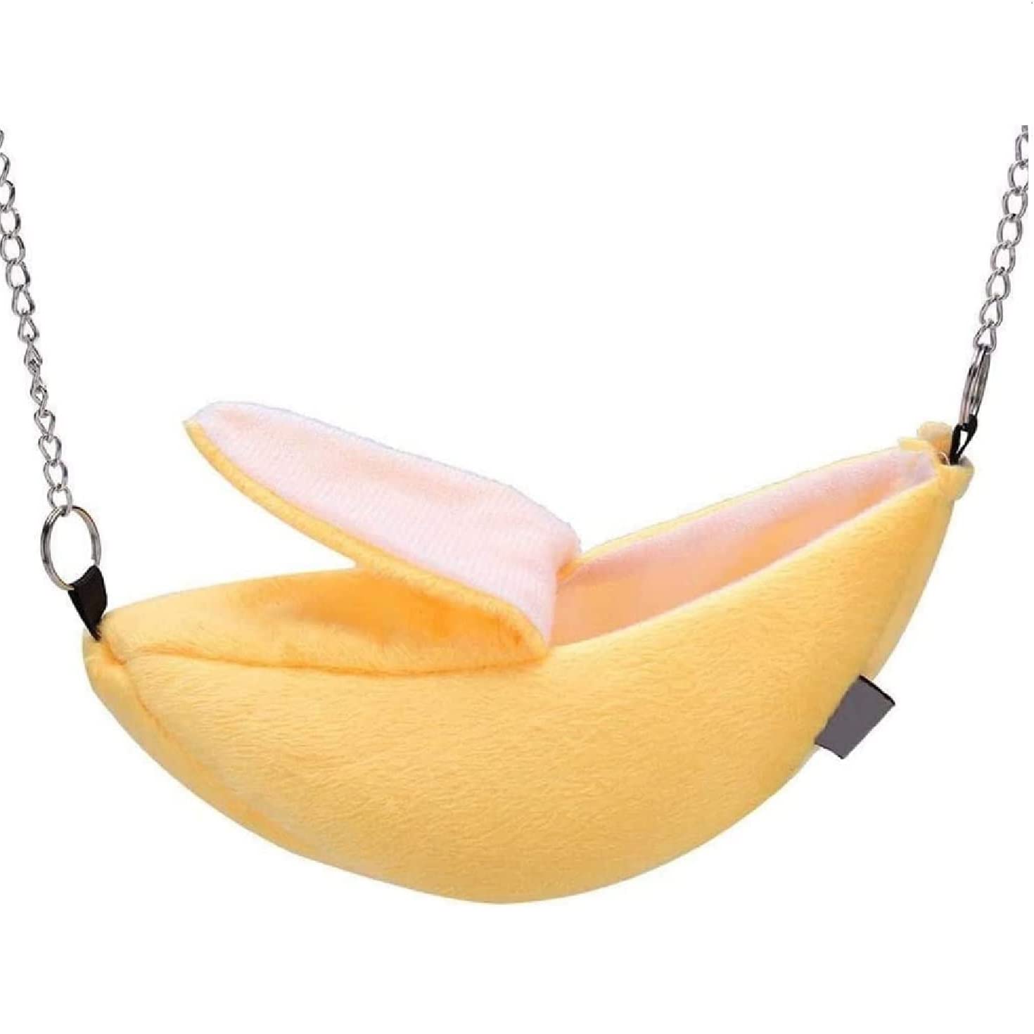 1 paquete de hamster de plátano colgante de hamster para cama pequeña y joven de roedores o nido de dormir (amarillo)