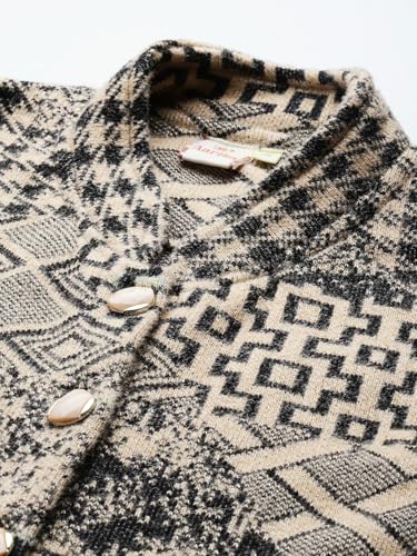 Image of Aarika Womens Winter Wear Lemon Colour Abstract Woolen Cardigan