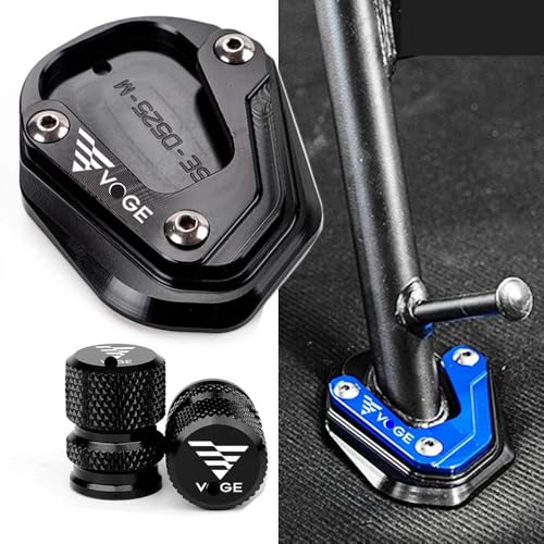 Patin de béquille Voge DS900X anti-enfoncement en alu bleu ciel et accessoires de valve