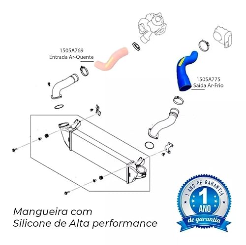 Mangueira do Intercooler Saida Do Ar Frio Azul L200 Triton Sport 2.4 16V Diesel 2017 2018 2019 2020