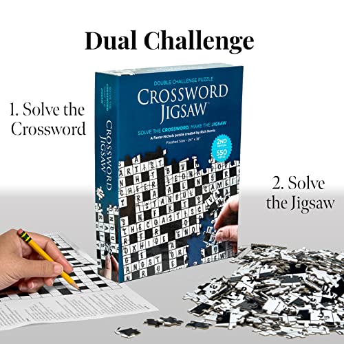 Dual Challenge Crossword Jigsaw Puzzle 2Nd Edition - 550 Piece Board Game For Adults Families - Educational Interactive Brain Building #TOP1