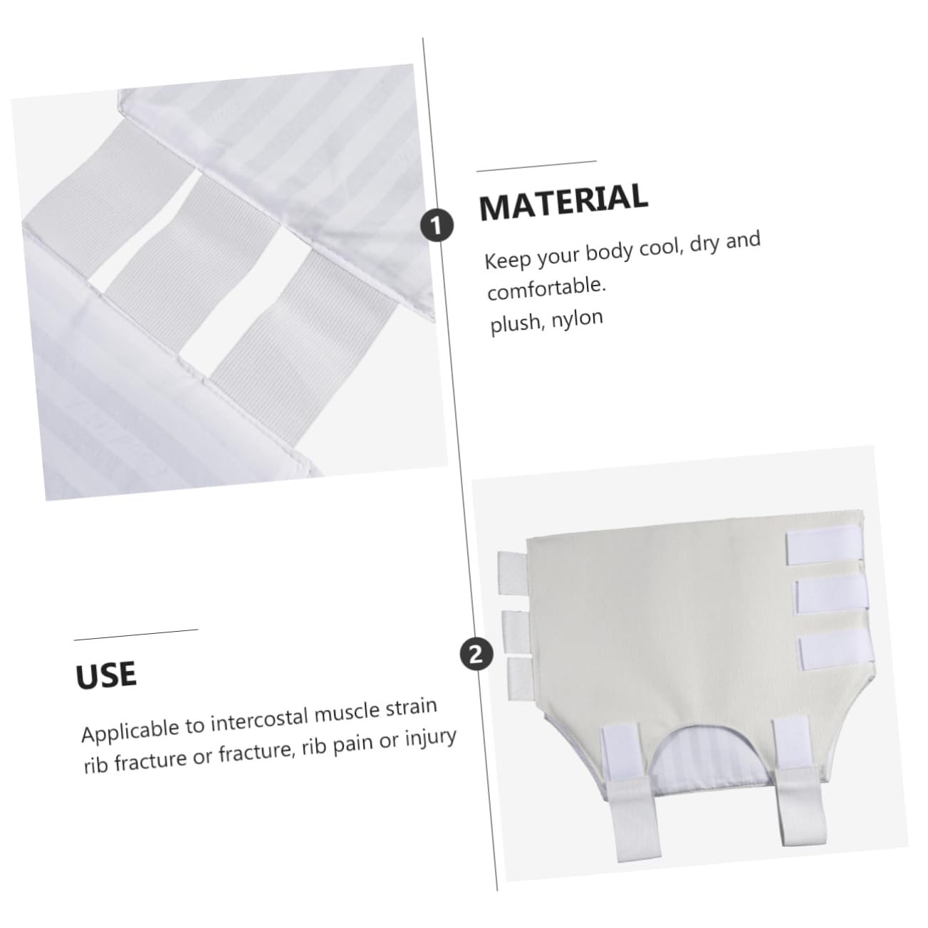 Breathable Rib Support Belt Protective Chest Binder with Hook Loop Fasteners Elastic Compression for Post Rehabilitation and Fracture