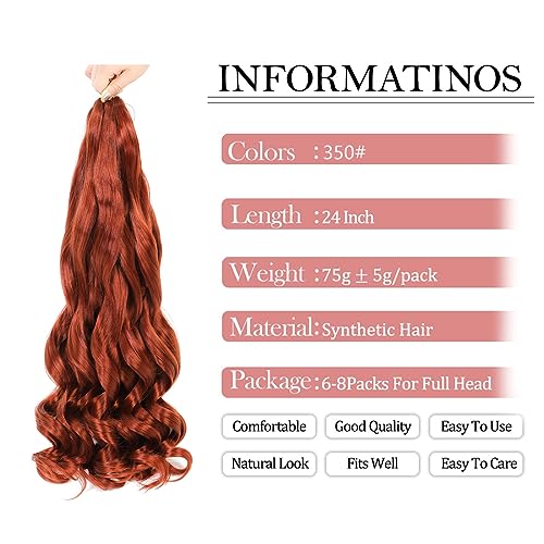 WoWCFyyds 8 Packs French Curl Braiding Hair 24 Inch Loose Wave Spiral curly braiding hair extensions 75g/Pack Soft French Curls Synthetic Hair Extensions for Braiding(350#) - Image 2