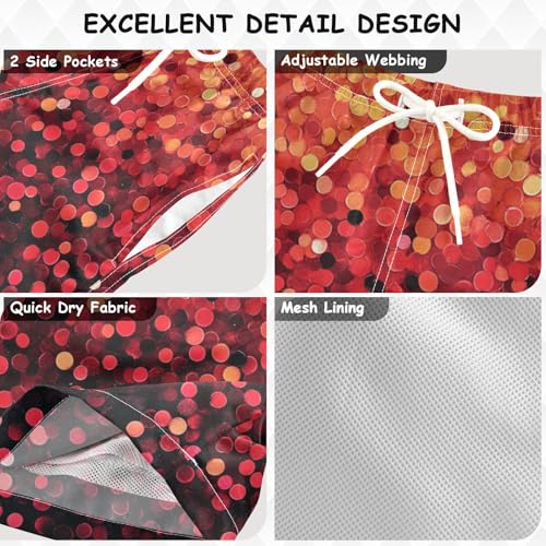 Pigsaly Boys Swim Trunks Tomato Red Coral Gradient Flashing Glitter Boys Board Shorts Swimsuit Swimwear Bathing Suit S3