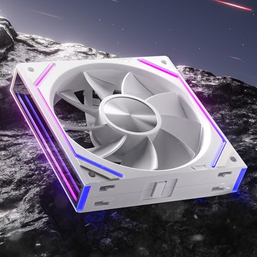 AsiaHorse DAWN RGB PC Ventilateur 120MM à sens inverse, Ventilateur de boîtier ARGB Daisy Chain PC [Miroir infini] [HDB] 71 CFM/1850 RPM/2.6MMH2O 4 broches...