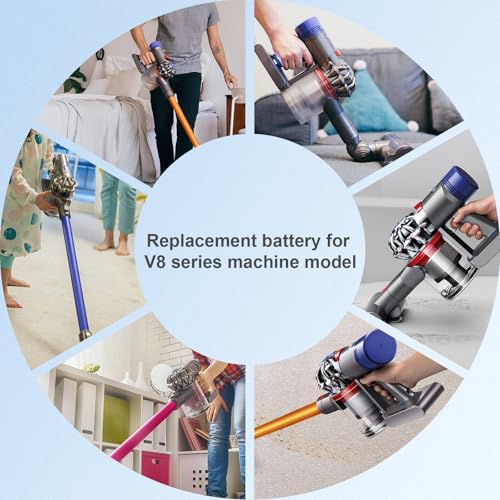 Image of 21.6V 8000mAh High Capacity Lithium-ion Replacement for V8 Battery 21.6 Volt 8.0A Compatible with V8 Battery Absolute Animal Motorhead Fluffy Carbon Fiber Vacuum SV10 Vacuum Power Tools (Silver)