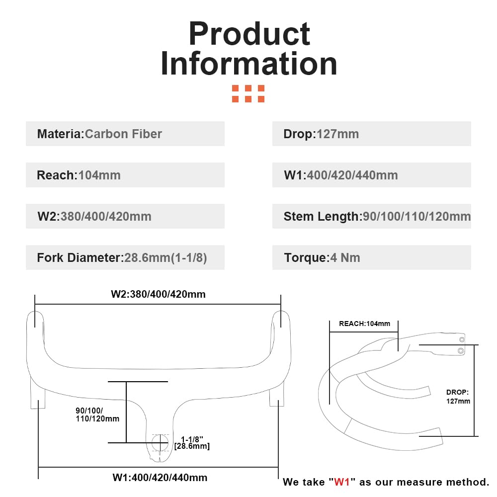 Manubri per bici da strada Aero Bar per bici da strada Manubrio per bicicletta per comfort 1-1/8" Manubrio per bicicletta Accessori manubrio e manubrio integrati (420x100)