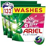 Ariel Platinum PODS®, Washing Liquid Laundry Detergent Capsules, 3 x 44 Washes, +Touch of Lenor Floral Fresh, 7-Day Long-Lasting Freshness